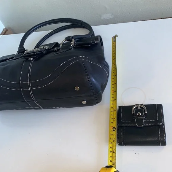 Coach purse handbag black 13"×10" with wallet - Picture 13 of 16